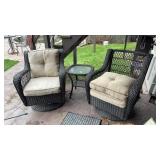 3 Pc Wicker Patio Chairs and Table