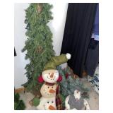 Small pencil tree, holiday greenery & snowmen