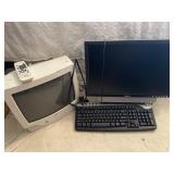 Dell monitor & key board & vintage JVC television