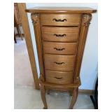 Oak jewelry cabinet- 13 x 36.5 x 11 inches