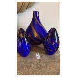 3 Murano-style art glass pieces