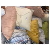 Large lot of throw pillows & bedding