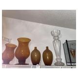 Glass vases & variety shelf lot