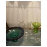 Glass decorative bowl & vases