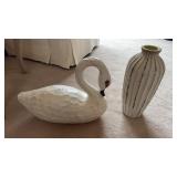 White Swan and Vase Decor