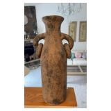 Vtg Terracotta Double-Handle Clay Emphora Vase