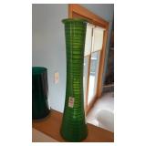 Tall Teal Turquoise Swirl Glass Vase Bottle Art