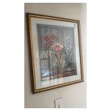 Printed Flower Picture & Hanging Clock