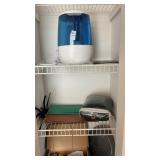 Vicks Humidifier, Wall Clock, Shelf Contents