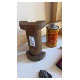 Wooden Mill Spool and Vintage Dethol Tin