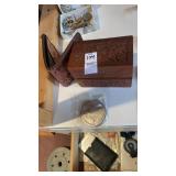Leather Wallet, Wooden Jewelry Box, and