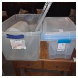 Two 20 qt sterling totes with lid, 66 qt tote