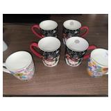 Floral & holiday mugs - lot of 6