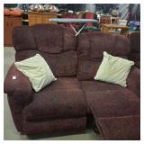 Burgundy love seat recliner as is 63 long