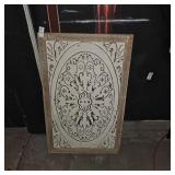 White-washed wood and metal wall art panel, 32