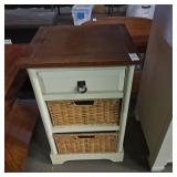 Wood and Wicker Basket Side Table 26 1/2