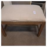Beige upholstered stool 25 1/2 X 16