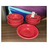 7 Red fiesta ware small bowls