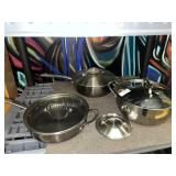 Cuisinart covered pot & 2 skillet pans- shelf lot