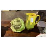 Ceramic Corn Pitcher and Lettuce Bowl