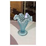 Vintage FENTON BLUE OPALESCENT SMALL HOBNAIL VASE