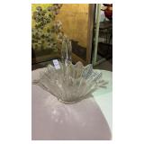 Fern Leaf Patterned Glass Basket With Handle