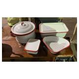 Enamelware Red Rim Pot Set