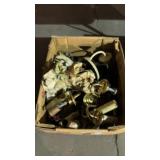 Box of Antique Lamp Parts Some Brass