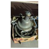 Box of Antique Lamp Parts Some Brass