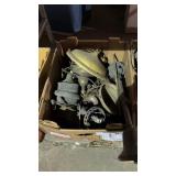 Box of Antique Lamp Parts Some Brass
