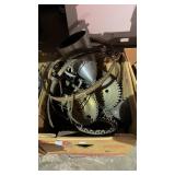 Box of Antique Lamp Parts Some Brass