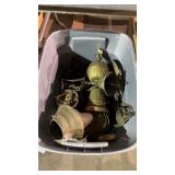 Box of Antique Lamp Parts Some Brass