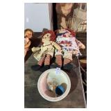 Raggedy Ann Dolls and Bowl