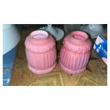 2 Pink Glass Satin Lamp Shades and 1 White Glass