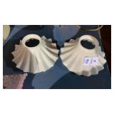 2 Ruffled Glass Lamp Shades 6in.