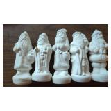 (5) unpainted ceramic bisque Santa Claus