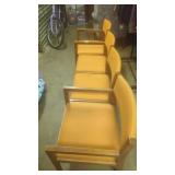 (4) Maple frame chairs w/orange nylon fabric