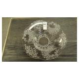 Vintage New Martinsville 3 footed etched bowl