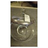 Vintage 6' lidded candy dish w/metal band