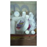 Box of Styrofoam and plastic cups & plates