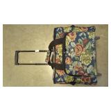 Rolling sewing machine case w/fabric & sewing
