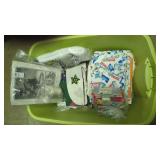 Tote of fabric & sewing accessories