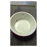 Vintage 10" enamelware basin bowl w/red trim