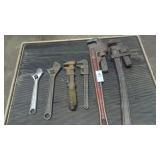 Lot of pipe and crescent wrenches