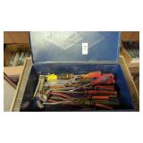 Metal box with assorted tools