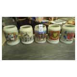 (5) West German beer mugs, some broken handles