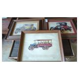 (3) 13" x 16" framed antique car pictures