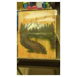 Hand painted landscape by local artist, 20' x 16'