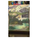 Hand painted landscape by local artist, 20' x 16'