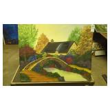 Hand painted landscape by local artist, 16' x 20'